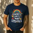 Kindness Comes In Many Languages ESL English Teacher Men's Casual T-Shirt Navy