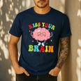 Kiss Your Brain Calm Mindset Teacher Kids Boys Girls Women Men's Casual T-Shirt Navy Kiss Your Brain Calm Mindset Teacher Kids Boys Girls Women Men's Casual T-Shirt Navy