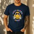 Lets Learn Today Shirt Smile Face 4K Teacher Back To School Men's Casual T-Shirt Navy