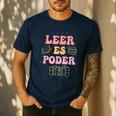 Leer Es Poder Groovy Spanish Teacher Bilingual Maestra Men Women Men's Casual T-Shirt Navy Leer Es Poder Groovy Spanish Teacher Bilingual Maestra Men Women Men's Casual T-Shirt Navy
