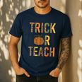Leopard Trick Or Teach Halloween Teacher Costume Women Men's Casual T-Shirt Navy Leopard Trick Or Teach Halloween Teacher Costume Women Men's Casual T-Shirt Navy
