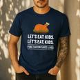 Let's Eat Kids Grammar For Thanksgiving Teacher Men's Casual T-Shirt Navy