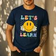 Let's Learn Today Smile Face Back To School For Teacher Kids Men's Casual T-Shirt Navy Let's Learn Today Smile Face Back To School For Teacher Kids Men's Casual T-Shirt Navy