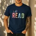 Let's Read Book Nerd Reading Book Lover Librarian Teacher Men's Casual T-Shirt Navy