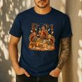 Librarian Turkey Reading Book Fall Thanksgiving Teacher Book Men's Casual T-Shirt Navy Librarian Turkey Reading Book Fall Thanksgiving Teacher Book Men's Casual T-Shirt Navy