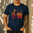 Life Is Better With Music Theory Musician Teacher Notes Clef Men's Casual T-Shirt Navy Life Is Better With Music Theory Musician Teacher Notes Clef Men's Casual T-Shirt Navy