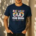 Most Likely To Read Books All Summer Teacher Student Men's Casual T-Shirt Navy Most Likely To Read Books All Summer Teacher Student Men's Casual T-Shirt Navy