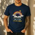 Take a Look It's In a Book Vintage Reading Teacher Rainbow Men's Casual T-Shirt Navy Take a Look It's In a Book Vintage Reading Teacher Rainbow Men's Casual T-Shirt Navy