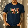 Love 5th Grade Thanksgiving Colorful Fall Leaves Teacher Men's Casual T-Shirt Navy