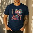 I Love Art Artist Painter Colorful Painting Art Teacher Men's Casual T-Shirt Navy I Love Art Artist Painter Colorful Painting Art Teacher Men's Casual T-Shirt Navy