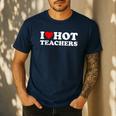 I Love Hot Teachers Men's Casual T-Shirt Navy