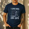 I Love Math And Cats Cat Lover Science Teacher Student Men's Casual T-Shirt Navy
