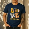 LOVE Pre-K Pumpkin Teacher Student Halloween Costume Men's Casual T-Shirt Navy