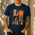Love Pre-k Teacher Shirts Autumn Fall Pumpkin Fall Leopard Men's Casual T-Shirt Navy