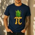 Math Teacher Hawaiian Shirts Pineapple Pi Day Symbol Men's Casual T-Shirt Navy