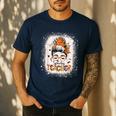 Messy Bun Spooky Teacher Bleached Halloween Teachers Men's Casual T-Shirt Navy Messy Bun Spooky Teacher Bleached Halloween Teachers Men's Casual T-Shirt Navy
