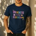 Motivational Progress Over Perfection Back To School Teacher Men's Casual T-Shirt Navy Motivational Progress Over Perfection Back To School Teacher Men's Casual T-Shirt Navy