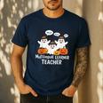 Multilingual Learner Teacher Spooky Halloween ESL Teacher Men's Casual T-Shirt Navy Multilingual Learner Teacher Spooky Halloween ESL Teacher Men's Casual T-Shirt Navy