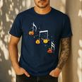 Music Note Pumpkin Fall Music Teacher Halloween Costume Men's Casual T-Shirt Navy