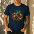 Music Notes Pumpkin Music Teacher Halloween Men's Casual T-Shirt Navy