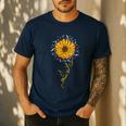 Music Teacher Shirt Sunflower Music Notes Musician Singer Men's Casual T-Shirt Navy Music Teacher Shirt Sunflower Music Notes Musician Singer Men's Casual T-Shirt Navy