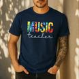 Music Teacher Tie Dye Appreciation Day Hello Back To School Men Women Men's Casual T-Shirt Navy Music Teacher Tie Dye Appreciation Day Hello Back To School Men Women Men's Casual T-Shirt Navy