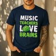 Music Teachers Love Brains Cute Teaching Halloween Men's Casual T-Shirt Navy