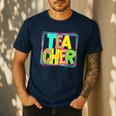 Neon Retro Teacher Cute Teacher Team New Teacher Back To Sch Men's Casual T-Shirt Navy Neon Retro Teacher Cute Teacher Team New Teacher Back To Sch Men's Casual T-Shirt Navy
