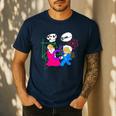 Nerdy Pythagoras Fighting Over C Squared Math Teacher Men's Casual T-Shirt Navy Nerdy Pythagoras Fighting Over C Squared Math Teacher Men's Casual T-Shirt Navy