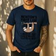 Newtons First Law Physics Jokes Science Teacher Men's Casual T-Shirt Navy Newtons First Law Physics Jokes Science Teacher Men's Casual T-Shirt Navy