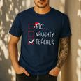 Nice Naughty Teacher Christmas List Instructor Santa Claus Men Women Men's Casual T-Shirt Navy