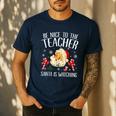 Be Nice To The Teacher Santa Is Watching School Christmas Men's Casual T-Shirt Navy Be Nice To The Teacher Santa Is Watching School Christmas Men's Casual T-Shirt Navy