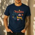 Nopales De Leer Spanish Teacher Maestra Cactus Bilingual Men's Casual T-Shirt Navy