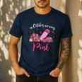 In October We Wear Pink Apple Teacher Daisy Breast Cancer Men's Casual T-Shirt Navy In October We Wear Pink Apple Teacher Daisy Breast Cancer Men's Casual T-Shirt Navy