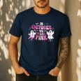 In October We Wear Pink Ballet Ghost Teacher Breast Cancer Men's Casual T-Shirt Navy In October We Wear Pink Ballet Ghost Teacher Breast Cancer Men's Casual T-Shirt Navy
