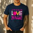 In October We Wear Pink Love Teacher Breast Cancer Awareness Men's Casual T-Shirt Navy