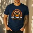 One Thankful Science Teacher Rainbow Boho Fall Thanksgiving Men's Casual T-Shirt Navy One Thankful Science Teacher Rainbow Boho Fall Thanksgiving Men's Casual T-Shirt Navy