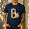 P Is For Pre K Teacher Leopard First Day Of School For Men Women Girls Kids Men's Casual T-Shirt Navy