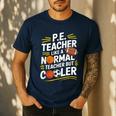 PE Coach PE Teacher Like Normal Teacher But Cooler Men's Casual T-Shirt Navy
