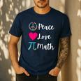 Peace Love Math Maths Teacher Pi Symbol Men Women Men's Casual T-Shirt Navy