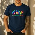Peace Love Physical Education Tie Dye Sports PE Teacher Men's Casual T-Shirt Navy