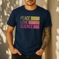 Peace Love Science Lovers Math Chemistry Teacher Men's Casual T-Shirt Navy