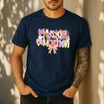 Physical Education Halloween Bow Checkered Teacher Ghost PE Men's Casual T-Shirt Navy