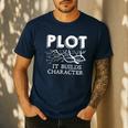 Plot It Builds Character Book Reading Teacher Men's Casual T-Shirt Navy Plot It Builds Character Book Reading Teacher Men's Casual T-Shirt Navy