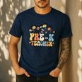 Pre-k Teacher Appreciation Teaching Wildflowers Men's Casual T-Shirt Navy