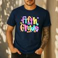 Preppy Fifth Grade Back To School 5th Grade Teacher Girl Boy Men's Casual T-Shirt Navy