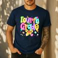 Preppy Fourth Grade Back To School 4th Grade Teacher Girls Men's Casual T-Shirt Navy