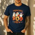 Principal Teacher Boo Crew Halloween Spooky Costume Men's Casual T-Shirt Navy