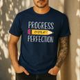Progress Over Perfection Motivational Back To School Teacher Men's Casual T-Shirt Navy Progress Over Perfection Motivational Back To School Teacher Men's Casual T-Shirt Navy