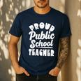 Public School Teacher Vintage Public Education Pride Men's Casual T-Shirt Navy